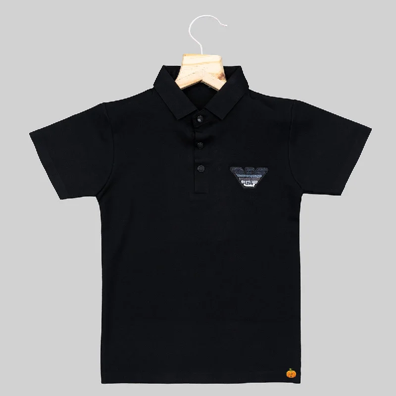 Black Polo Collar T-shirt for Boys