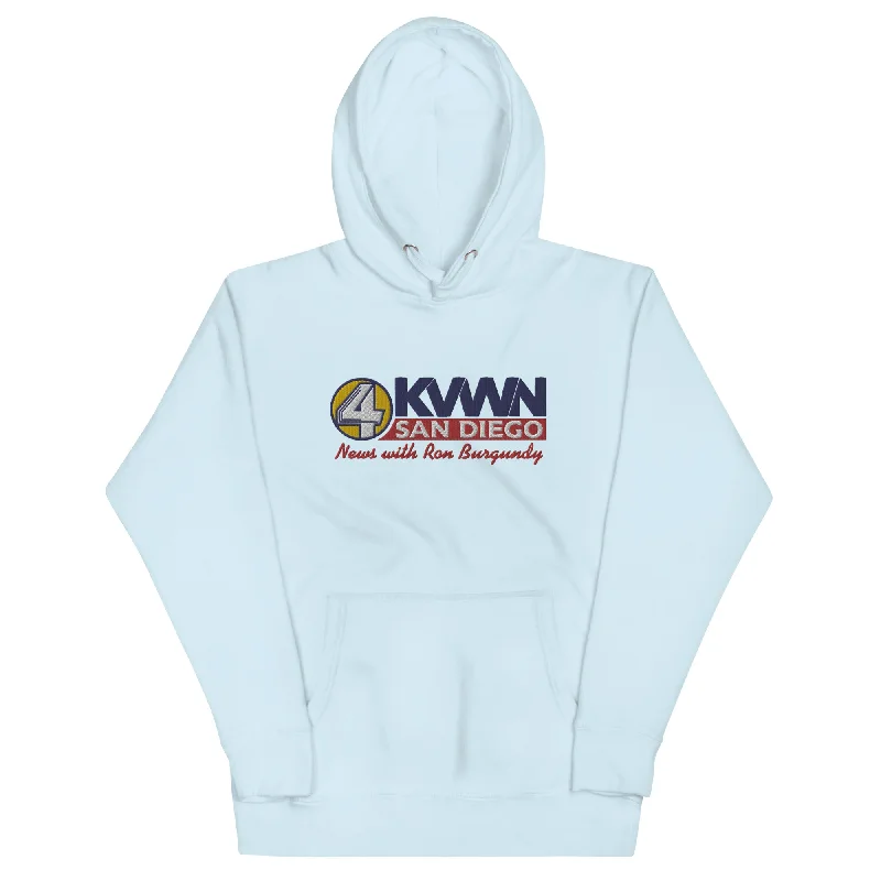 KVWN News with Ron Burgundy Embroidered Hoodie