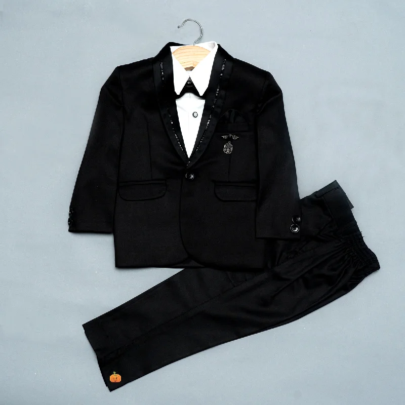 Solid Design Black Boys Tuxedo