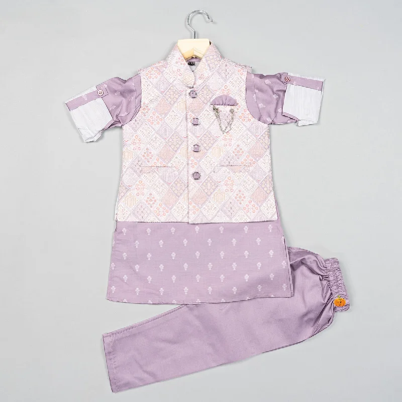 Purple & Green Kurta Pajama for Boys