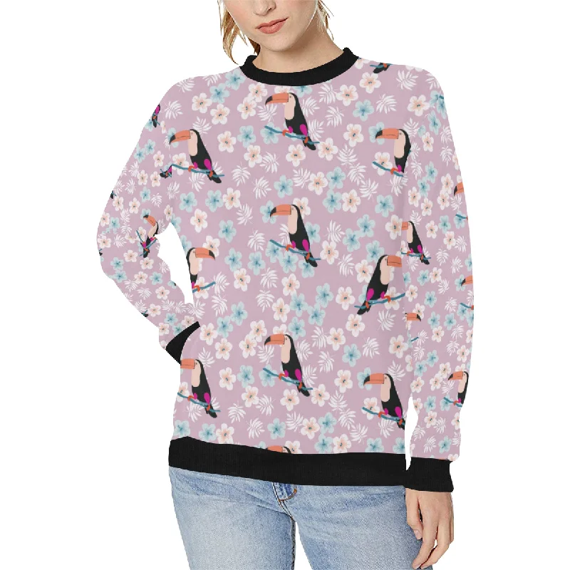 Beautiful toucan flower leaves Women's Crew Neck Sweatshirt