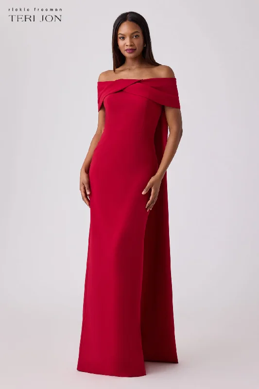 Formal Crepe Train Evening Gown