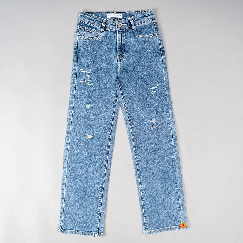 Blue Straight Fit Girls Jeans