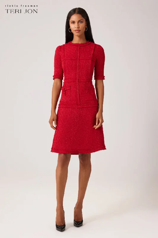 Tweed Dress with Metallic Trim