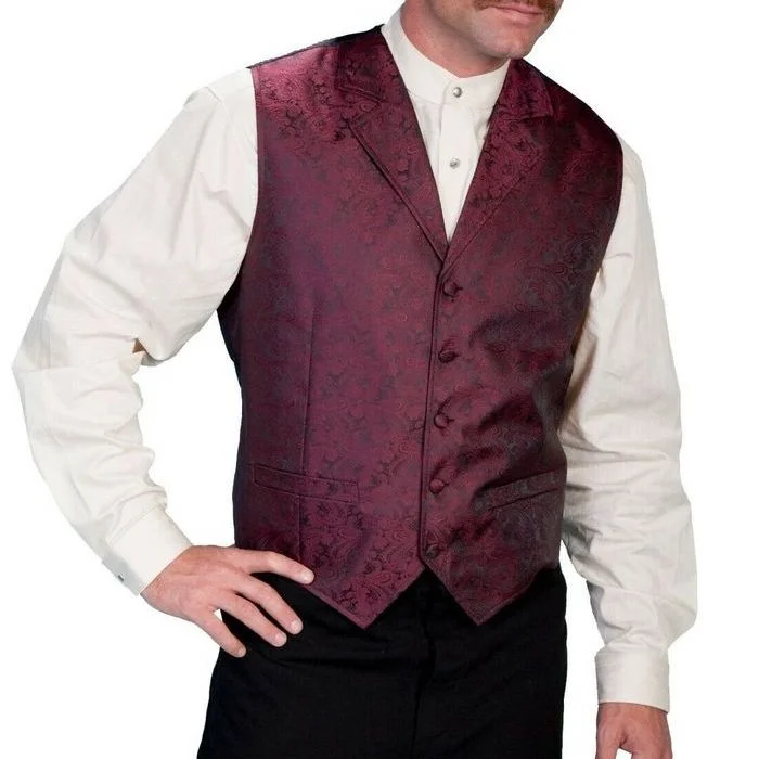 Scully Men's Burgundy Paisley Vests RW093-BURG