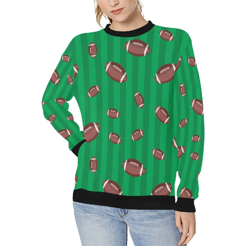 American football ball field background Women's Crew Neck Sweatshirt