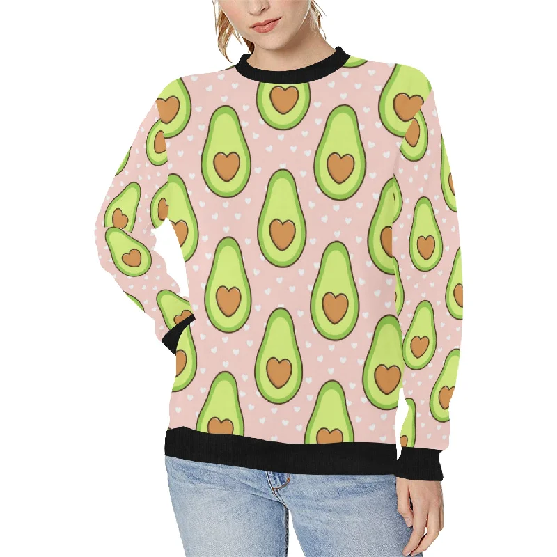 Avocado heart pink background Women's Crew Neck Sweatshirt