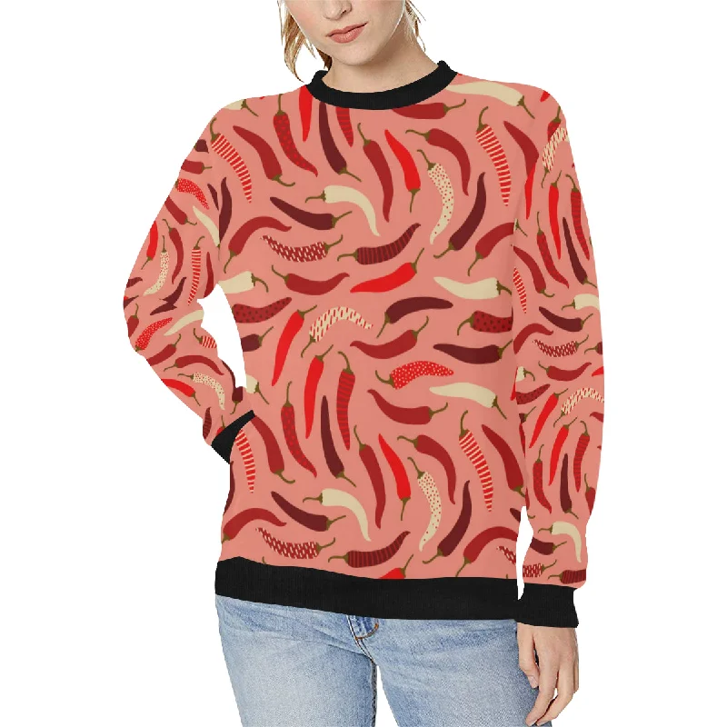 Beautiful Chili peppers pattern Women's Crew Neck Sweatshirt