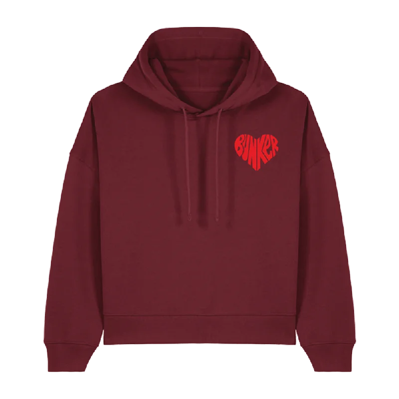 Bunker Woman Heart Hoodie Burgundy Red