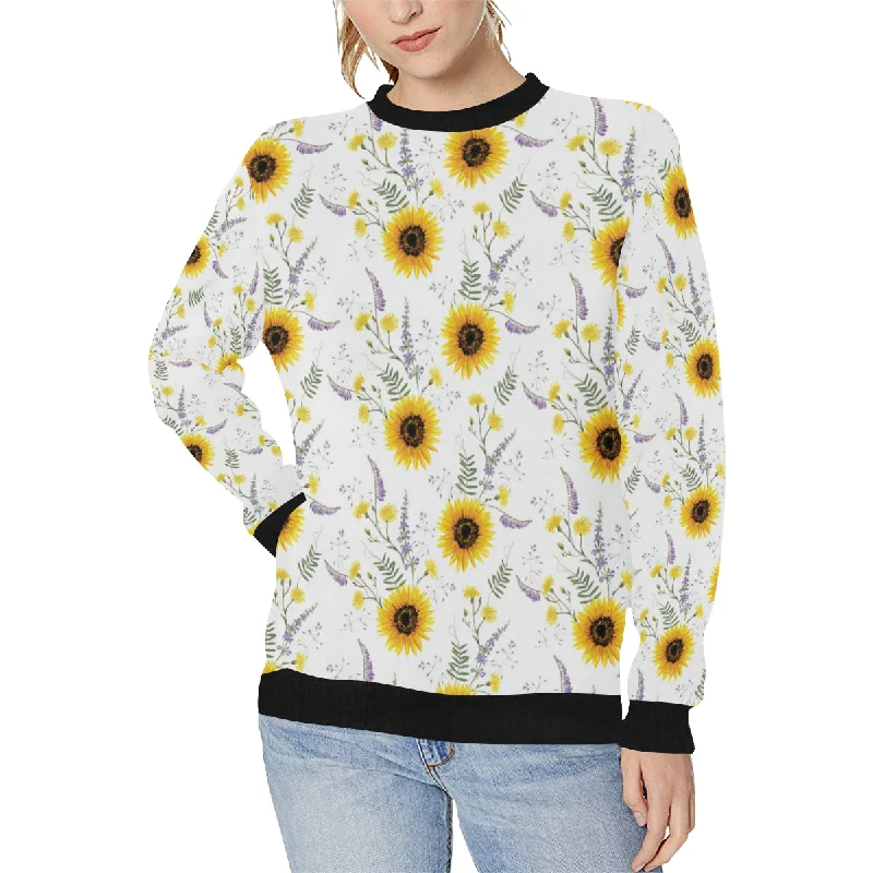 beautiful sunflowers pattern Women's Crew Neck Sweatshirt