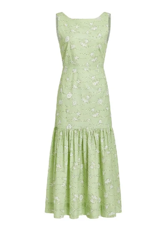 Low-Back Dress in Lime Shell