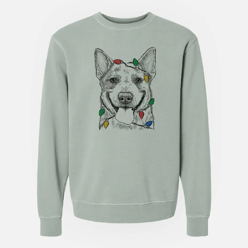 Christmas Lights Rio the Australian Cattle Dog - Unisex Pigment Dyed Crew Sweatshirt