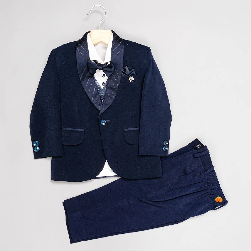 Navy Blue Boys Suit with Bow Tie