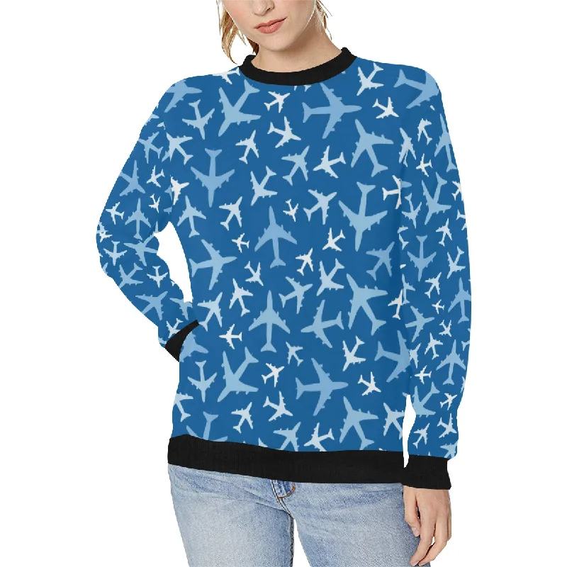 Airplane pattern in the sky Women's Crew Neck Sweatshirt