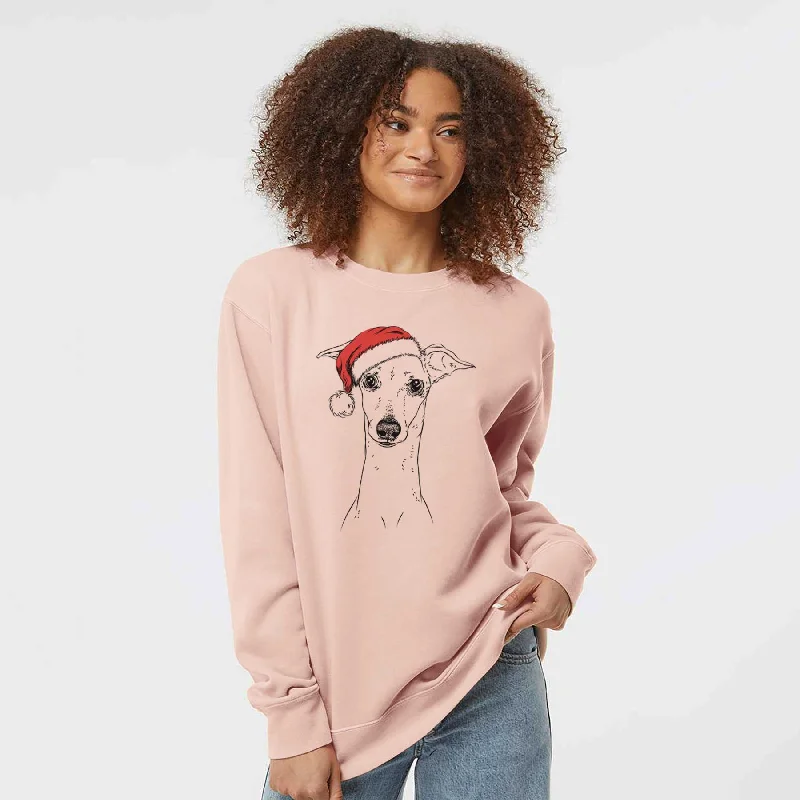 Santa Pip the Italian Greyhound - Unisex Pigment Dyed Crew Sweatshirt