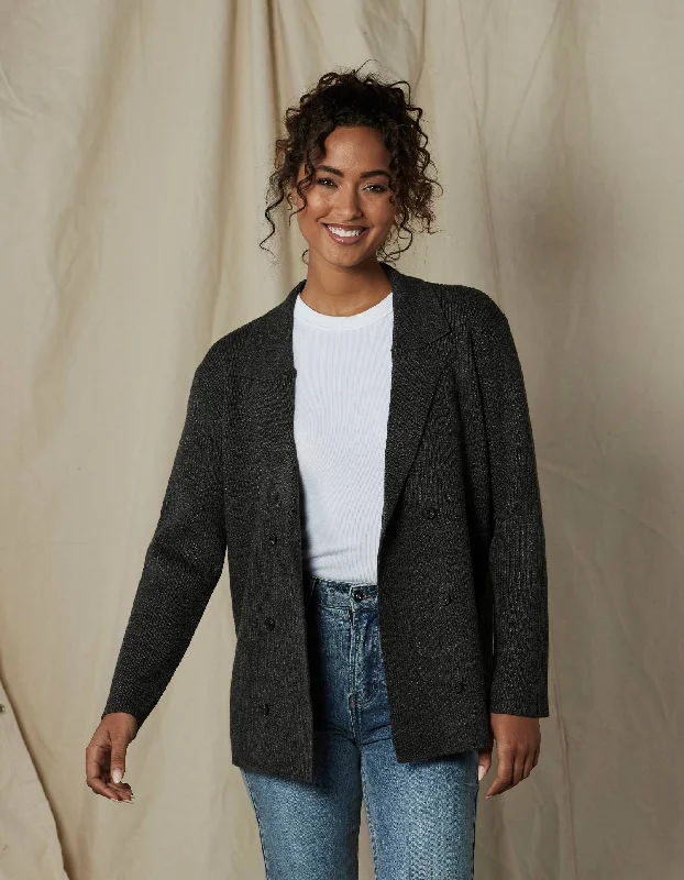 Dillon Knit Blazer in Charcoal