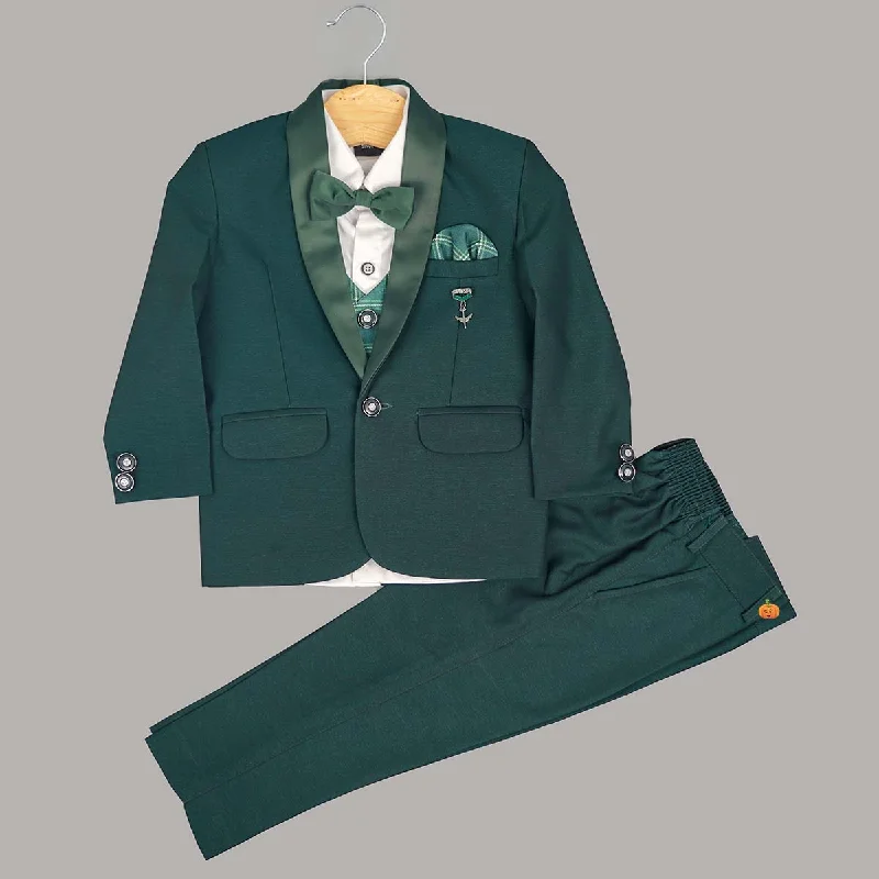 Green 4 Pc Boys Tuxedo Suit with Bow Tie