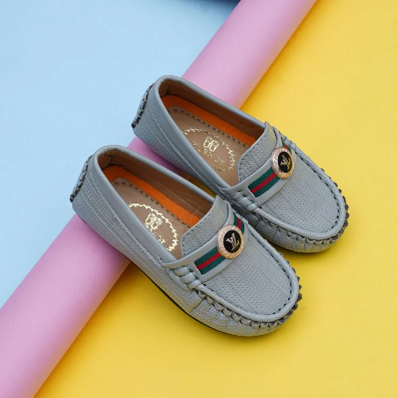 Grey & Brown Boys Loafers Shoes