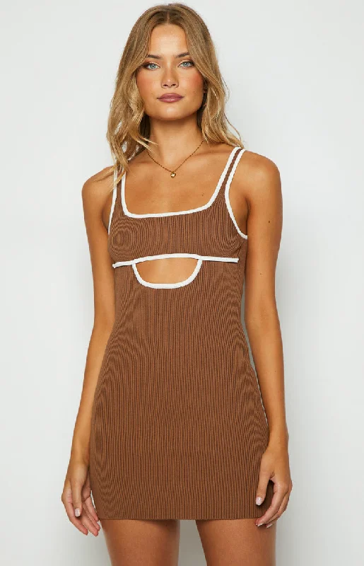 Clarity Brown Knit Mini dress