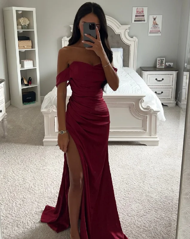 BURGUNDY SATIN GOWN