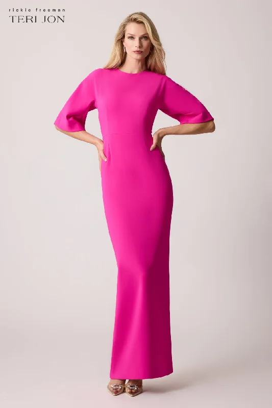 Crepe Fitted Sleeve Gown