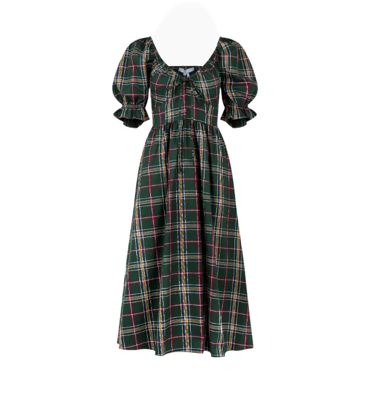 The Ophelia Dress in Juniper Tartan