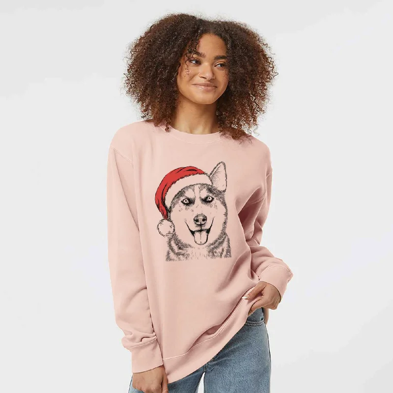 Santa Sesi the Siberian Husky - Unisex Pigment Dyed Crew Sweatshirt