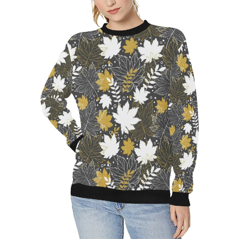 Beautiful gold autumn maple leaf pattern Women's Crew Neck Sweatshirt