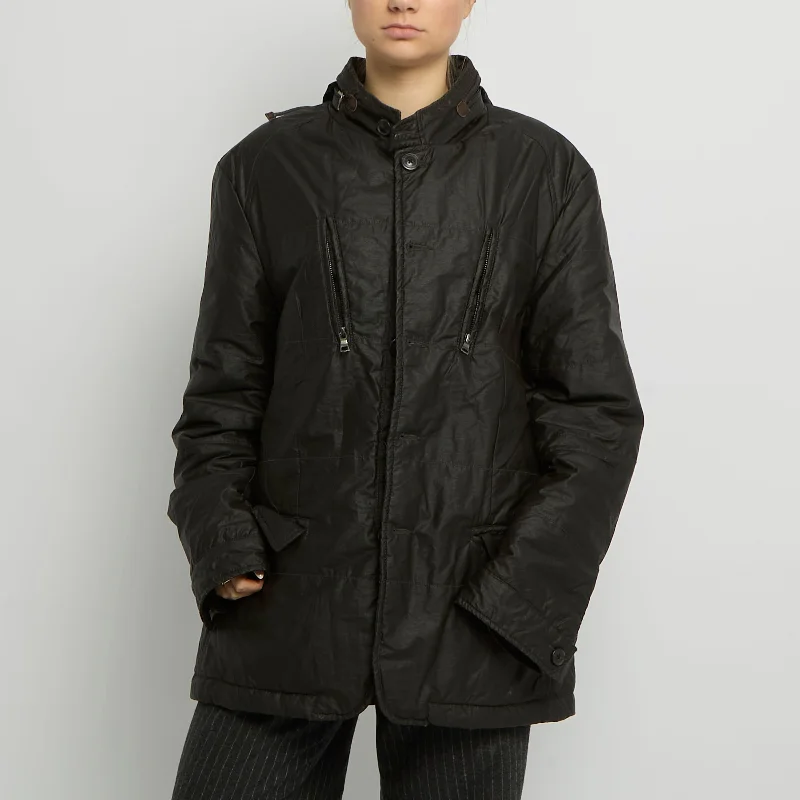 Waterproof Button Neck Waxy Jacket - UK 14